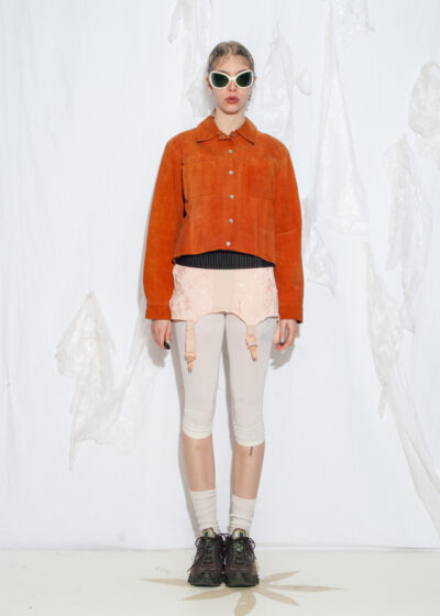 Vintage 80s Leather Jacket in Orange Suede