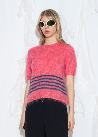 Vintage 80s Hand Knitted Wool Jumper in Pink