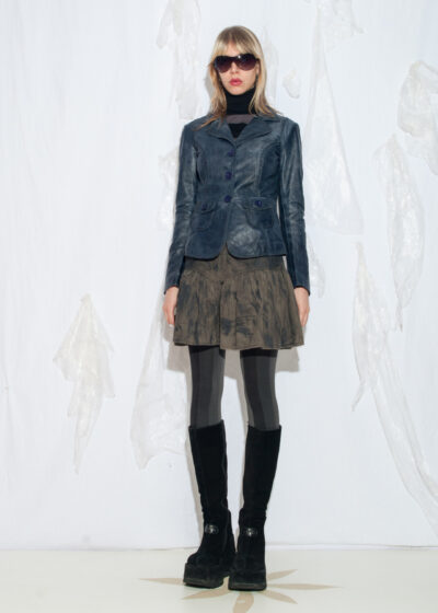 Vintage Y2K Ashley Brooke Leather Jacket in Blue