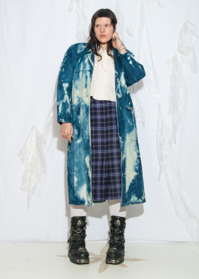 Reworked Vintage 80s Long Denim Coat in Blue