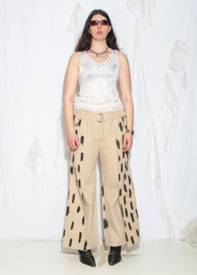 Vintage Jeans Y2K Reworked Painted Beige Flare Pants