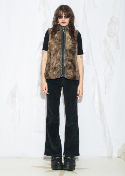 Vintage Y2K Faux Fur Vest in Brown