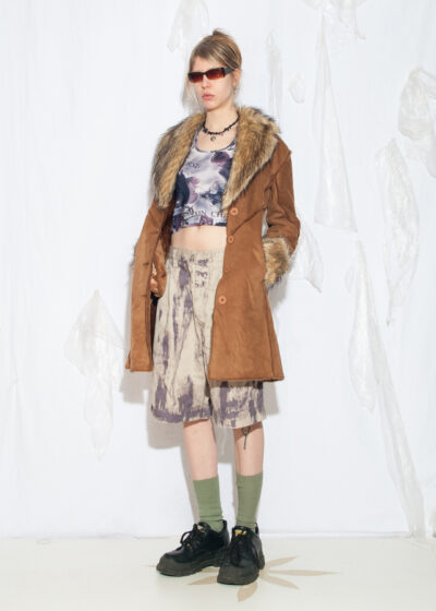 Vintage Y2K Faux Shearling Penny Lane Coat in Brown