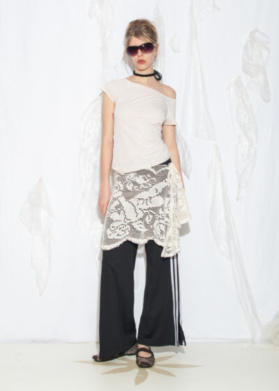 Reworked Vintage 70s Crochet Skirt in Beige