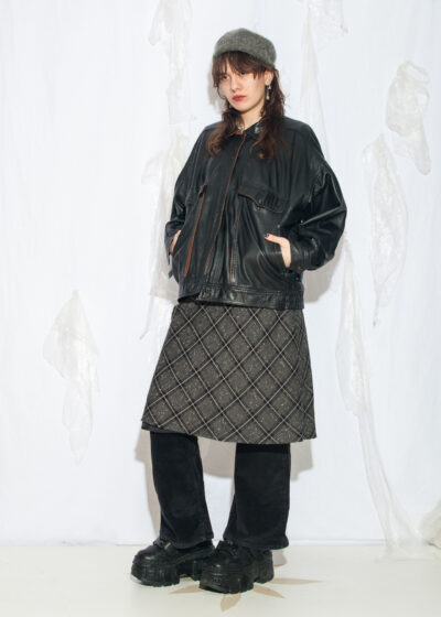 Vintage 80s Leather Bomber Jacket in Black