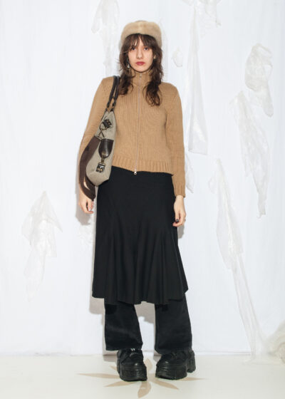 Vintage Y2K Wool Blend Knit Cardigan in Brown