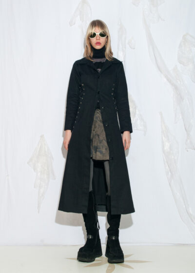 Vintage Y2K Poizen Industries Corset Coat in Black Cotton