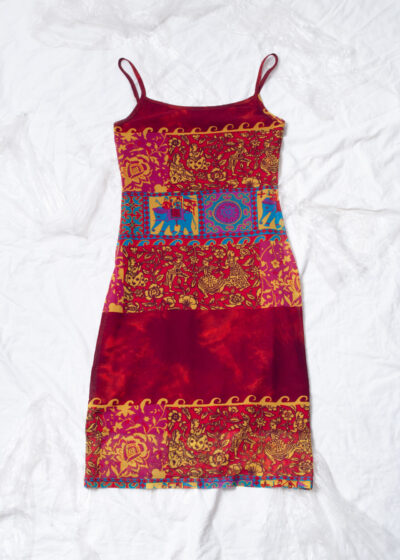 Vintage 90s Mesh Slip Dress with India Inspired Pattern