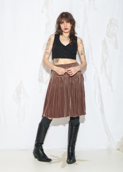 Vintage Y2K Velvet Midi Skirt in Mauve