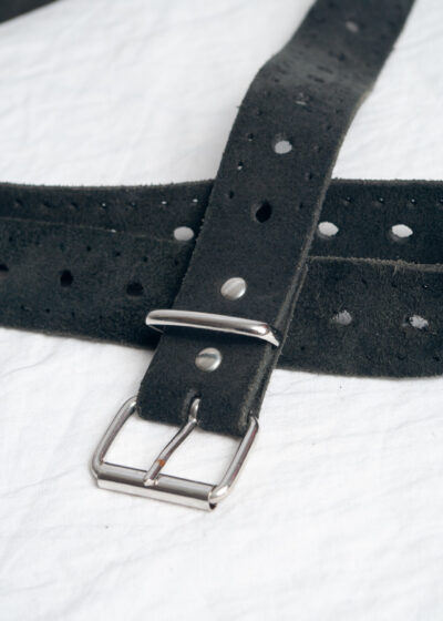 Vintage 90s Leather Belt in Black