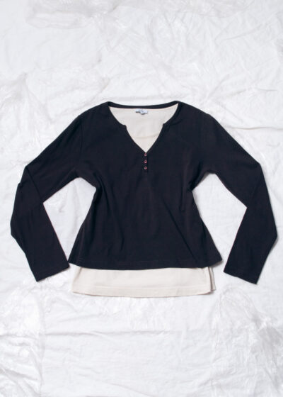 Vintage Y2K Vanilia Double Layer Top in Beige Brown