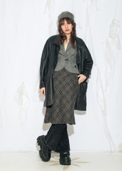 Vintage 80s Oversized Leather Coat in Black