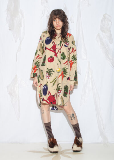 Vintage 90s Shadow Boxer Tunic Dress in Beige