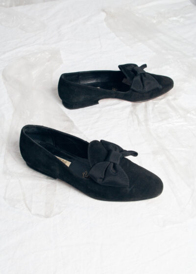 Vintage 80s Bartu Leather Ballerinas in Black with Bow