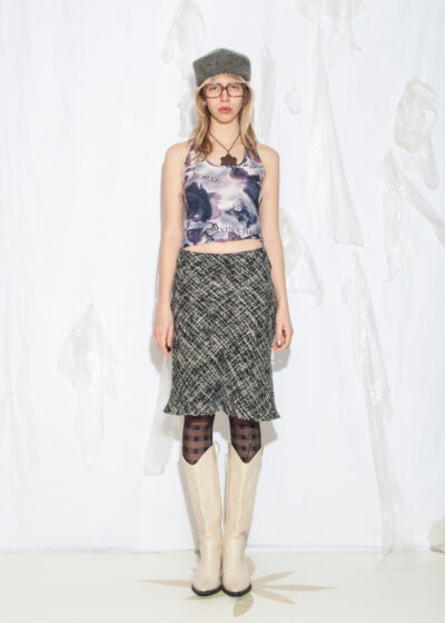 Vintage Y2K Xanaka Midi Skirt in Noisy Grey