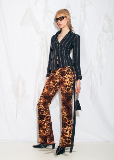 Vintage Y2K Enzo Velvet Trousers in Leopard Print