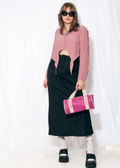 Vintage Silk Blouse Y2K Reworked Butterfly Wing Top in Pink