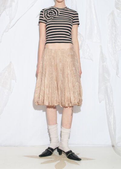 Vintage Zac Posen Bubble Skirt Y2K Beige Silk Balloon Skirt