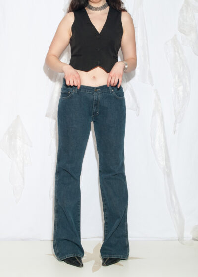 Vintage Y2K Middle Rise Flare Jeans in Dark Blue