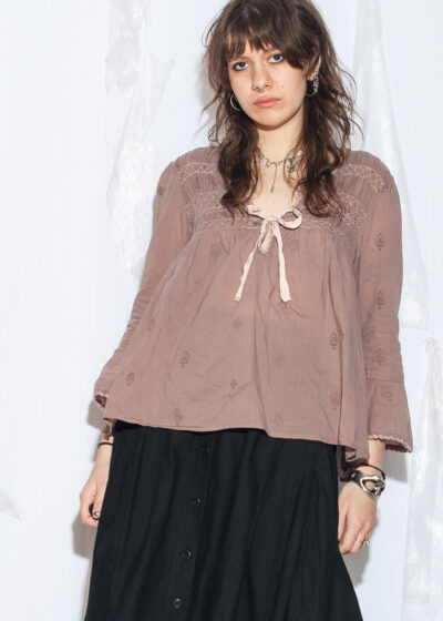 Vintage Y2K Odd Molly Smocked Blouse in Brown