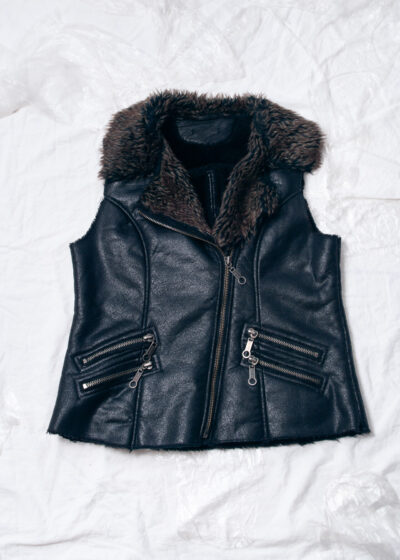 Vintage Y2K Faux Fur Vest in Black