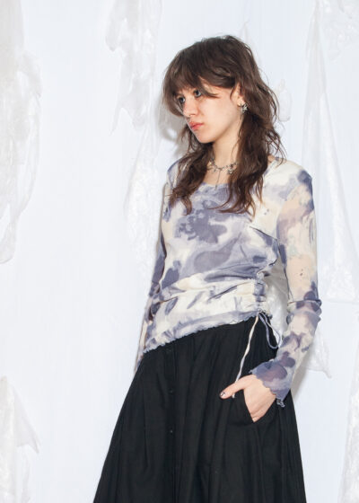 Vintage Y2K Mesh Top with Ruched Side