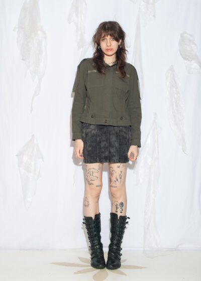 Vintage Y2K Korakor Military Jacket in Khaki Cotton