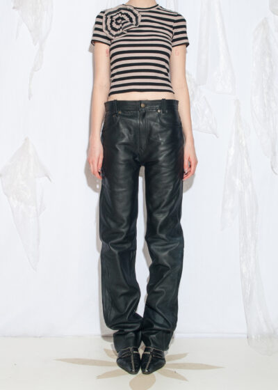 Vintage Y2K Tschul Leather Biker Pants in Black