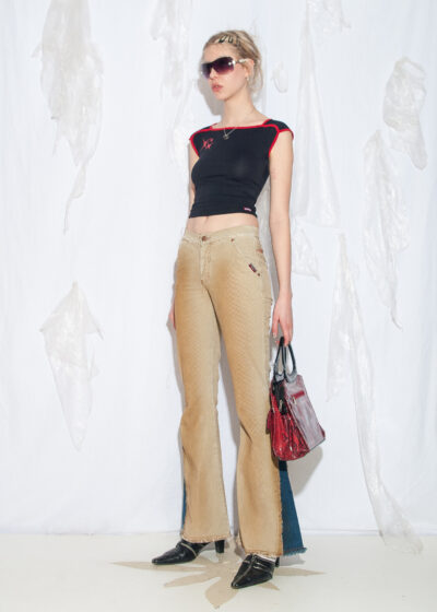 Vintage Y2K Killah Corduroy Flare Trousers in Beige