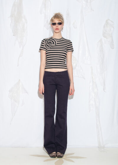 Vintage Y2K Stefanel Flare Trousers in Dark Plum Cotton