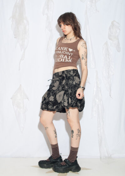 Vintage Y2K Cache Cache Bubble Skirt in Black