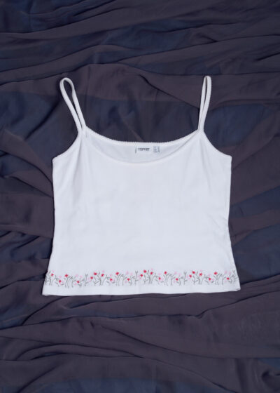 Vintage Y2K Embroidered Crop Top in White