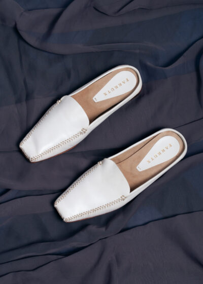 Vintage Y2K Farrutx Leather Mules in White