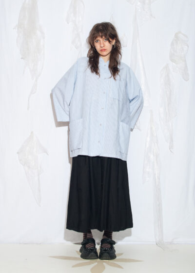 Vintage 90s Pinstriped Oversized Shirt in Blue