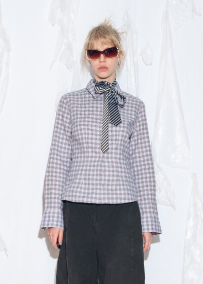 Vintage Y2K Fitted Checked Shirt in Pastel Purple