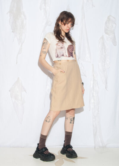 Vintage 90s Conoseri Linen Skirt in Beige