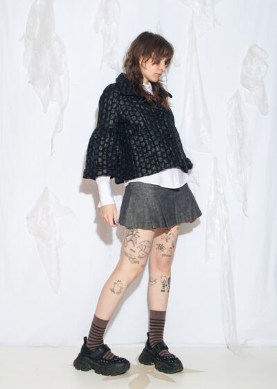 Vintage Y2K James Lakeland Wool Blend Jacket in Polka Dot Black