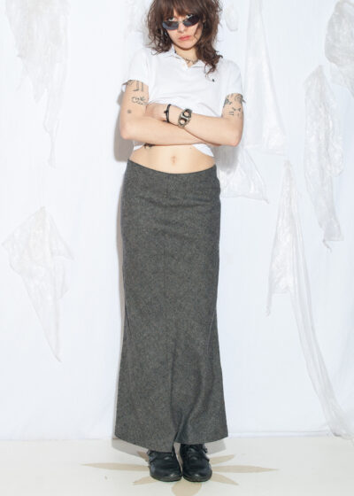 Vintage Y2K Wool Blend Maxi Skirt in Grey