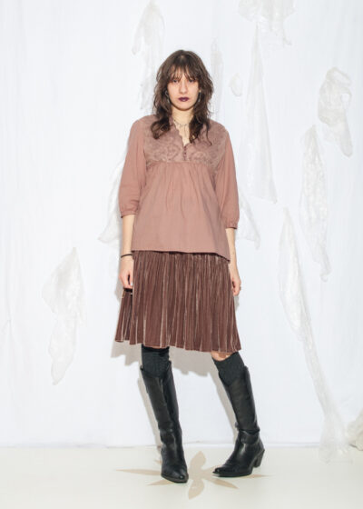 Vintage Y2K Romantic Boho Blouse in Mauve