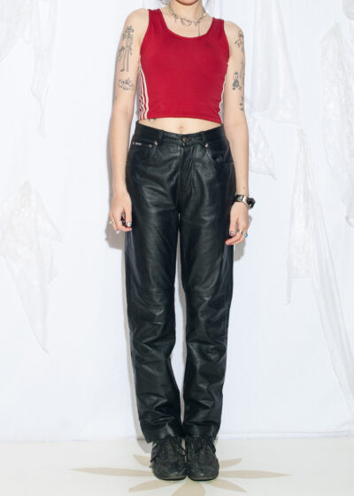 Vintage 90s Classic Leather Trousers in Black
