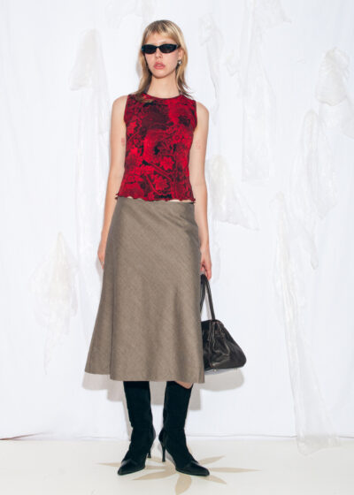 Vintage Y2K Lace Printed Crop Top in Red