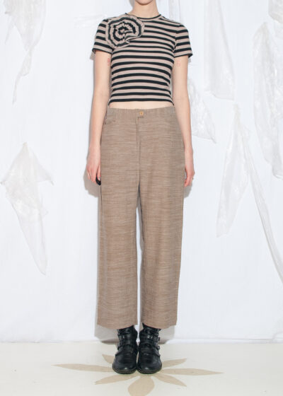 Vintage 90s Anne Kelly Wide Leg Barrel Pants in Brown