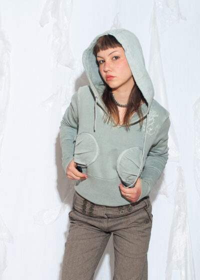 Vintage Y2K Embroidered Hoodie in Teal