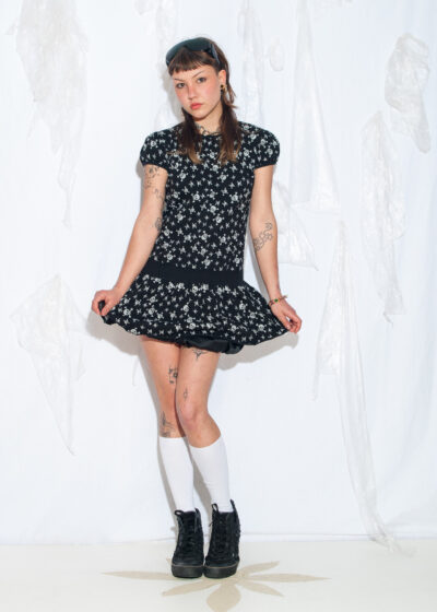 Vintage Y2K Emo Skull Dress in Black