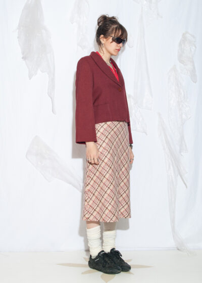 Vintage 70s Maroon Wool Blend Crop Blazer
