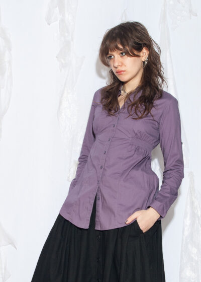 Vintage Y2K Cotton Tunic Shirt in Purple