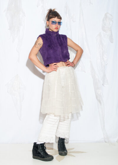 Vintage Y2K Faux Fur Vest in Purple