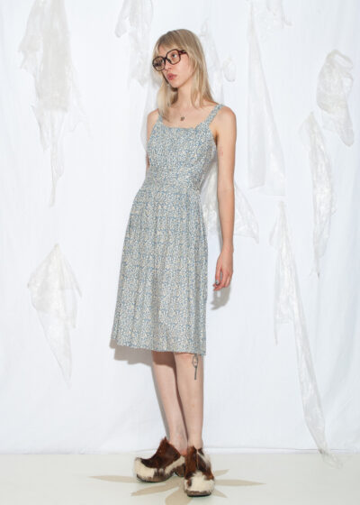 Vintage 90s Handmade Cotton Dress with Baroque Print
