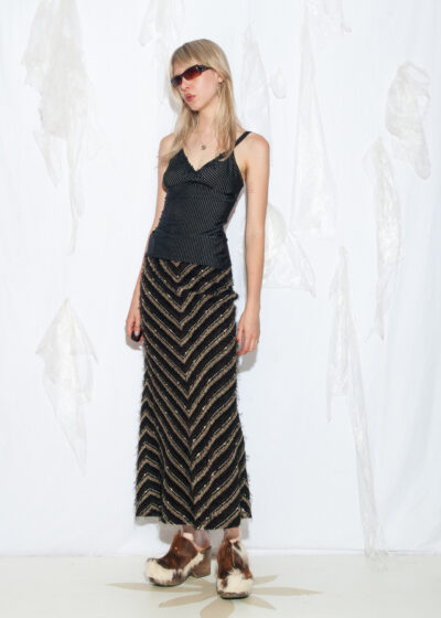 Vintage Y2K Maxi Skirt in Furry Brown