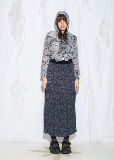 Vintage 80s Whimsigoth Maxi Skirt in Blue
